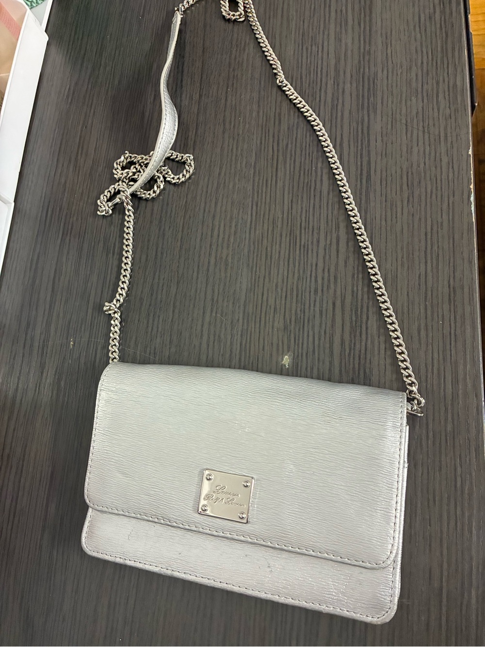 Silver Crossbody Chain Shoulder Bag - Designer Plaque Detail